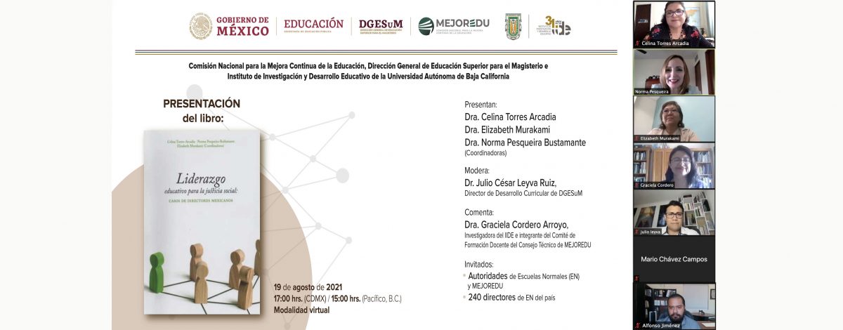 Participa investigadora del IIDE en presentación del libro “Liderazgo educativo para la justicia social: Casos de directores mexicanos”