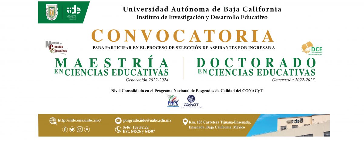 Convocan a ingresar a la Maestría y el Doctorado en Ciencias Educativas del IIDE