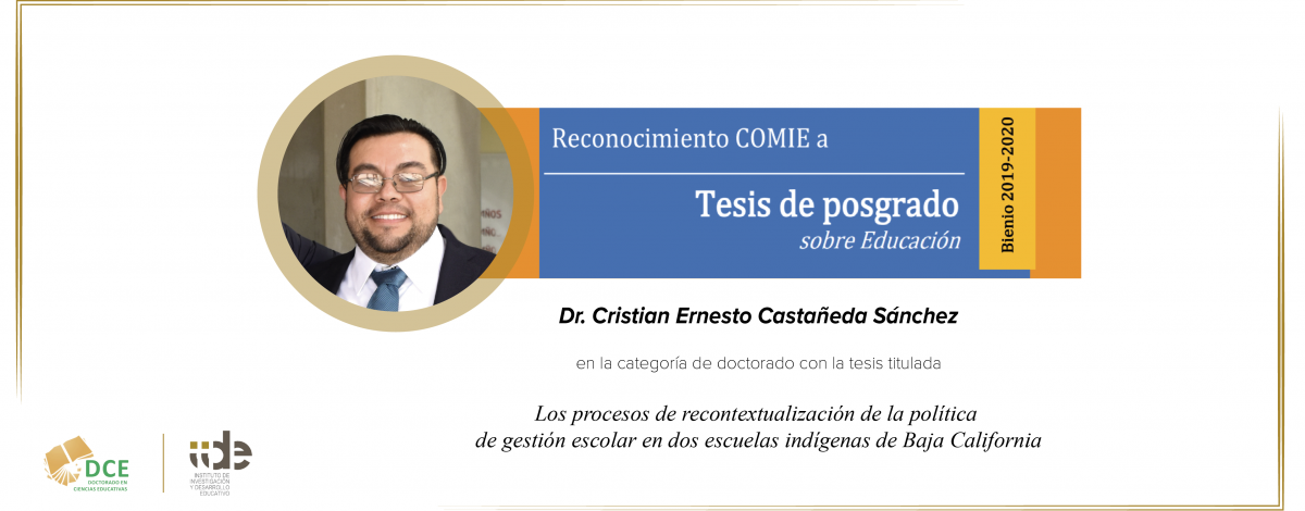 Egresado de doctorado del IIDE gana reconocimiento COMIE a Tesis de Posgrado sobre Educación